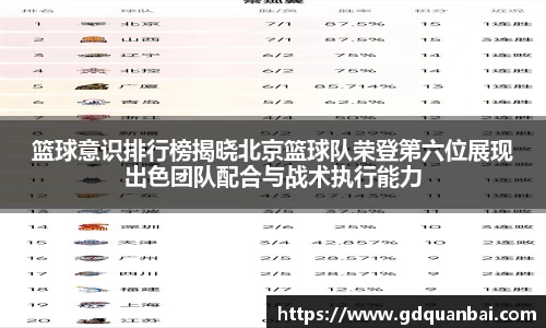篮球意识排行榜揭晓北京篮球队荣登第六位展现出色团队配合与战术执行能力